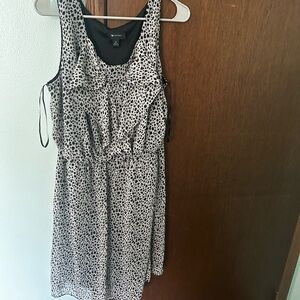 AB Studio Black and Cream Spotted Midi Dress